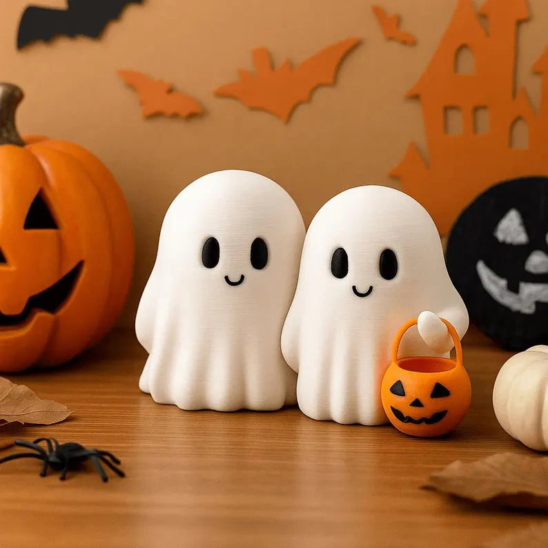 Cute Halloween Ghost – Mini Figurine for Desk, Spooky Tabletop Decoration, Trick-or-Treat Accent, Unique Fall Home Gift