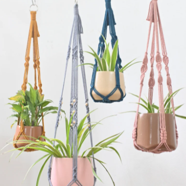 Modern Macrame Plant Hanger: Colorful Indoor Home Decor, Ivy Tree Pot Holder, Tropical Plant Pot Holder, Home Indoor Garden
