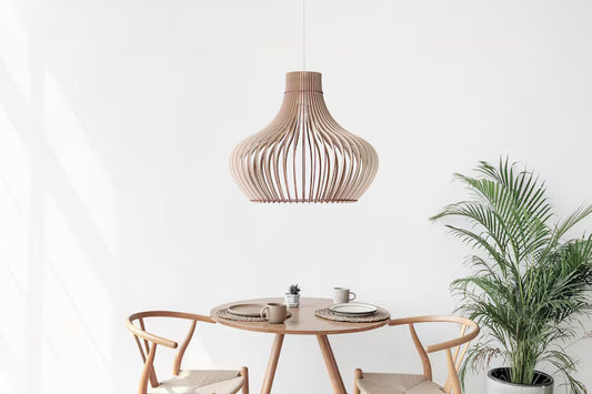 BLYNA Handcrafted Wooden Pendant Lamp Shade - Scandinavian Laser Cut Nordic Design Ceiling Light